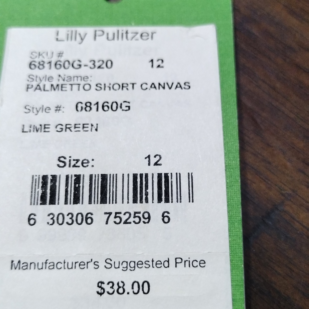 Lilly Pullitzer Palmetto Canvas Shorts girls Size 12 Lime Green - Picture 9 of 9